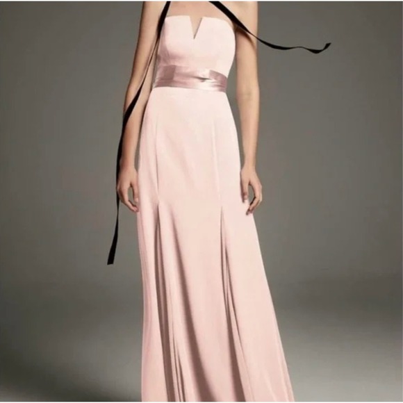 NWT White by Vera Wang Strapless Crepe Soie Gown Petal Pink Sz 18 - Picture 2 of 10